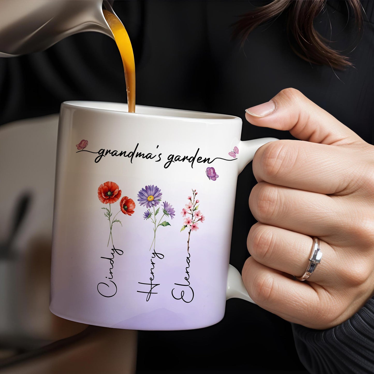 Grandma's Garden Personalized Colorful Flowers Mug - Personalized Custom Coffee Mug - GRM036_MG