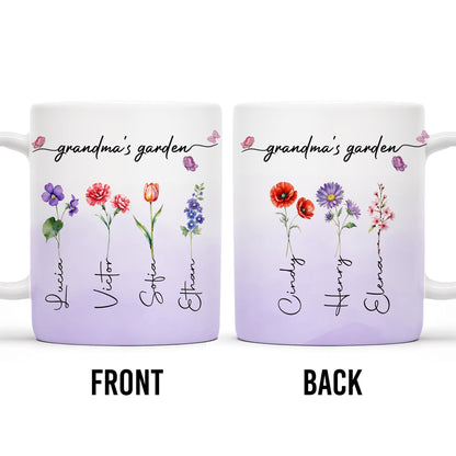 Grandma's Garden Personalized Colorful Flowers Mug - Personalized Custom Coffee Mug - GRM036_MG