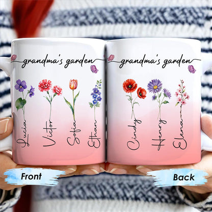 Grandma's Garden Personalized Colorful Flowers Mug - Personalized Custom Coffee Mug - GRM036_MG