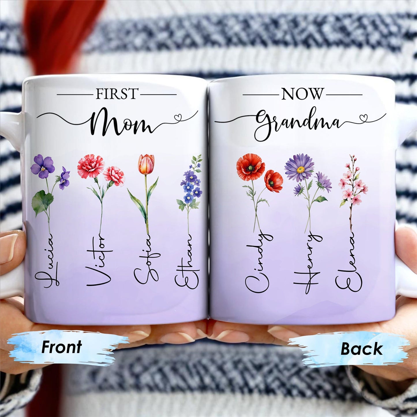 First Mom Now Grandma Celebrating Generations - Personalized Custom Coffee Mug - GRM037_MG