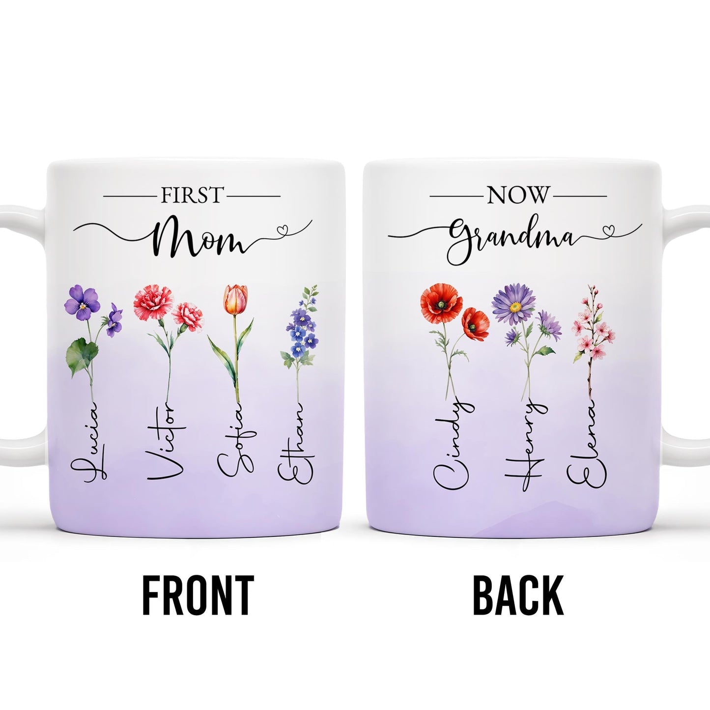 First Mom Now Grandma Celebrating Generations - Personalized Custom Coffee Mug - GRM037_MG