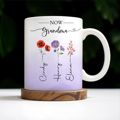 First Mom Now Grandma Celebrating Generations - Personalized Custom Coffee Mug - GRM037_MG