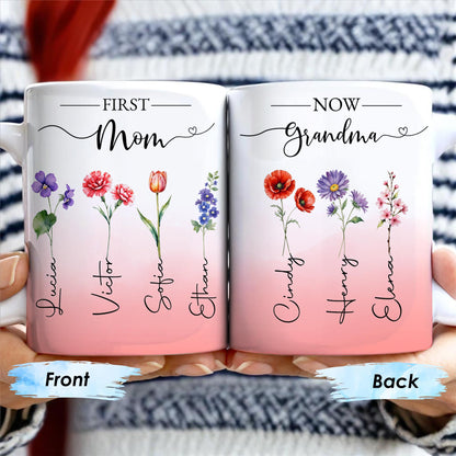 First Mom Now Grandma Celebrating Generations - Personalized Custom Coffee Mug - GRM037_MG