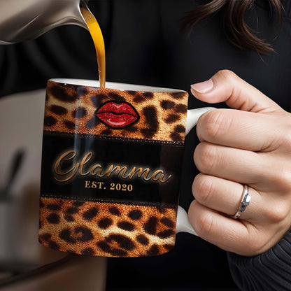 Leopard Print And Red Lips Glamorous Coffee Mug - Personalized Custom Coffee Mug - GRM042_MG