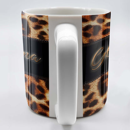 Leopard Print And Red Lips Glamorous Coffee Mug - Personalized Custom Coffee Mug - GRM042_MG
