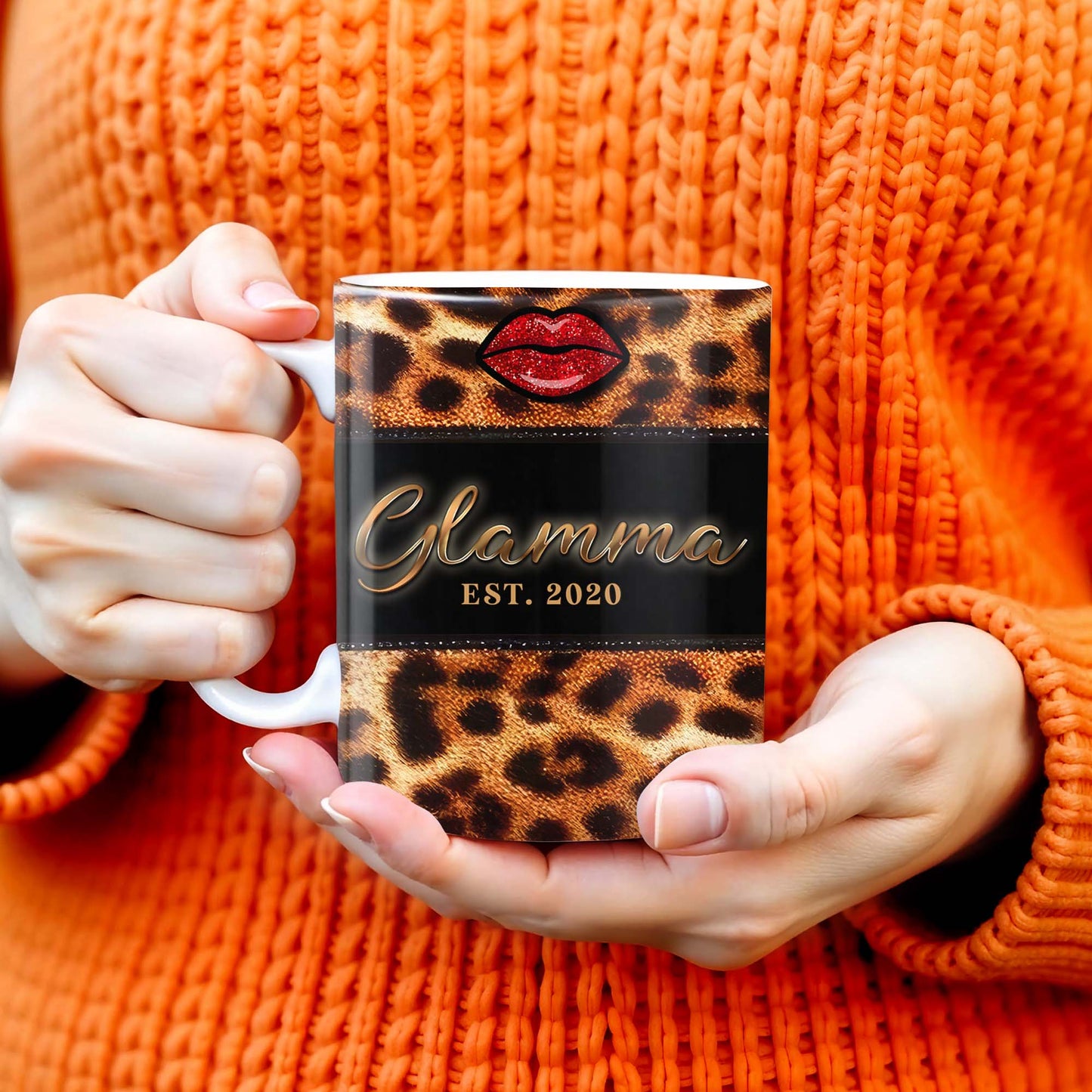 Leopard Print And Red Lips Glamorous Coffee Mug - Personalized Custom Coffee Mug - GRM042_MG