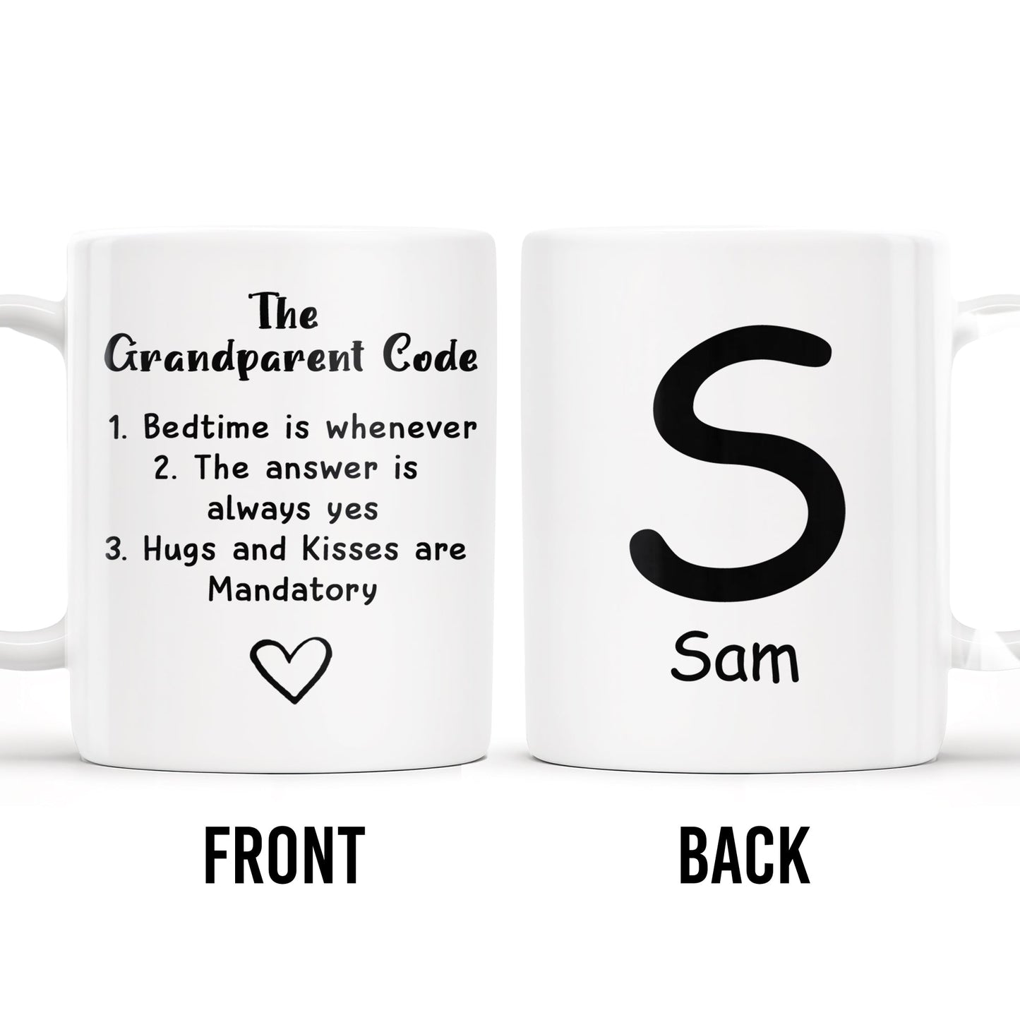 The Grandparent Code Heart Symbol Custom Mug - Personalized Custom Coffee Mug - GRM044_MG