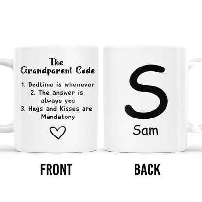 The Grandparent Code Heart Symbol Custom Mug - Personalized Custom Coffee Mug - GRM044_MG