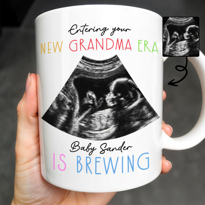 Entering Your New Grandma Era, Baby Sander Is Brewing, Ultrasound Image - Personalized Custom Coffee Mug - GRM066_MG