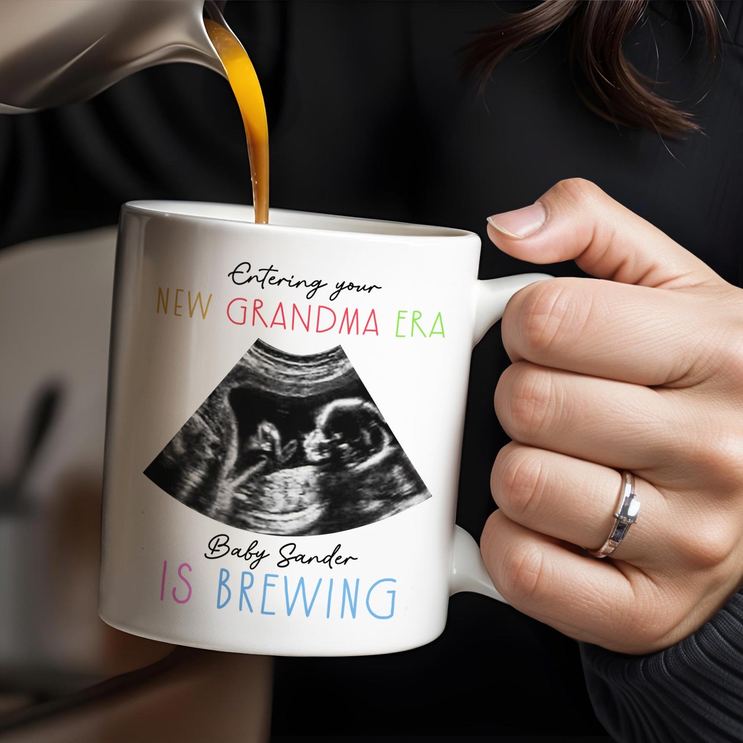Entering Your New Grandma Era, Baby Sander Is Brewing, Ultrasound Image - Personalized Custom Coffee Mug - GRM066_MG