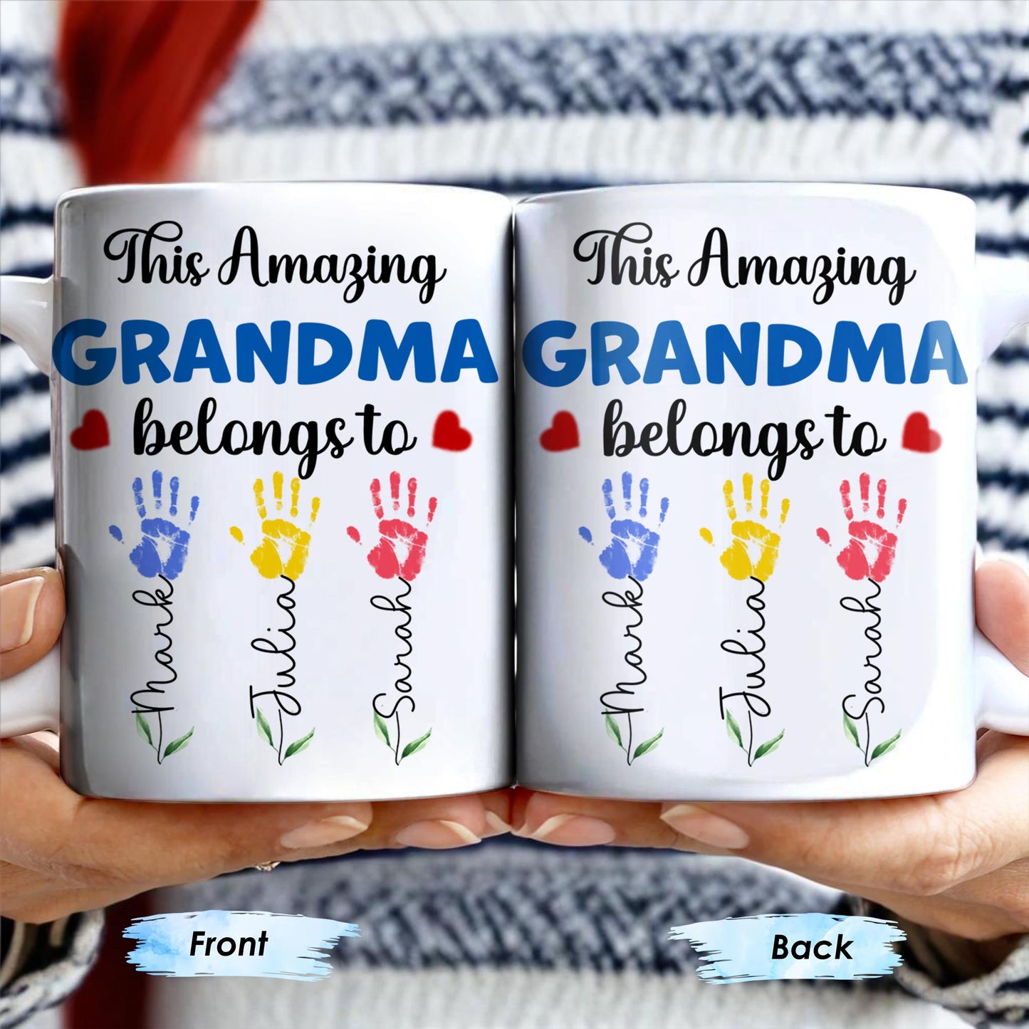 This Amazing Grandma Belongs To, Handprints - Personalized Custom Coffee Mug - GRM067_MG