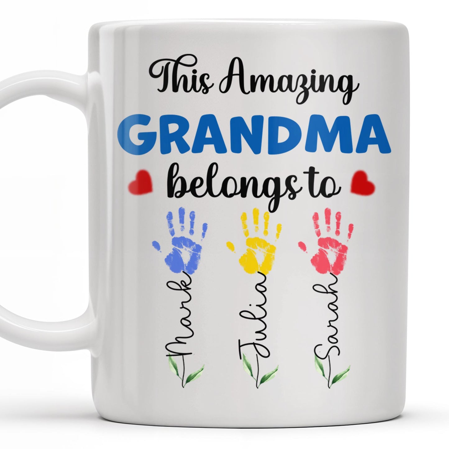 This Amazing Grandma Belongs To, Handprints - Personalized Custom Coffee Mug - GRM067_MG