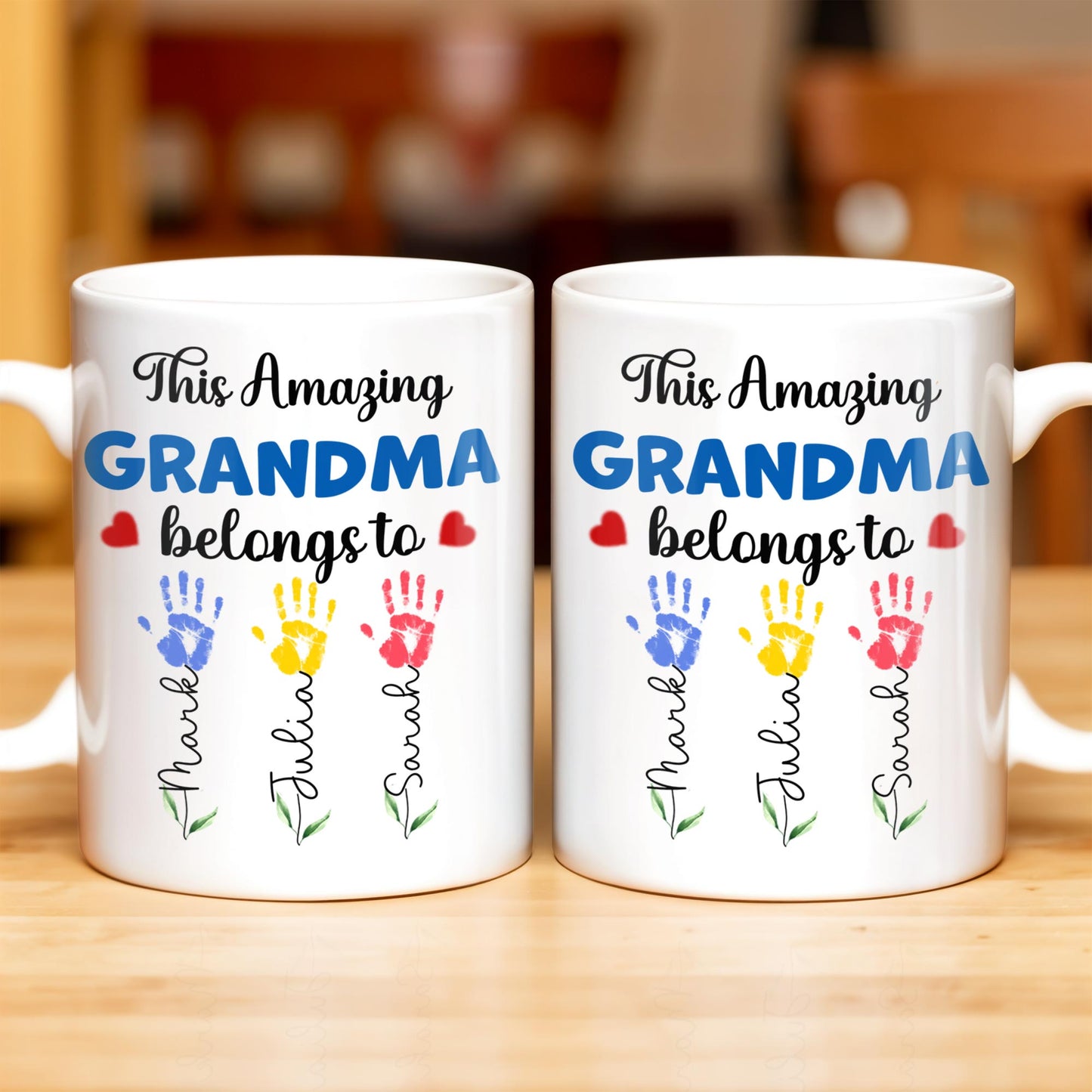 This Amazing Grandma Belongs To, Handprints - Personalized Custom Coffee Mug - GRM067_MG