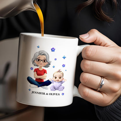 5 Things You Should Know About My Grandma, Cartoon Grandma And Baby - Personalized Custom Coffee Mug - GRM068_MG