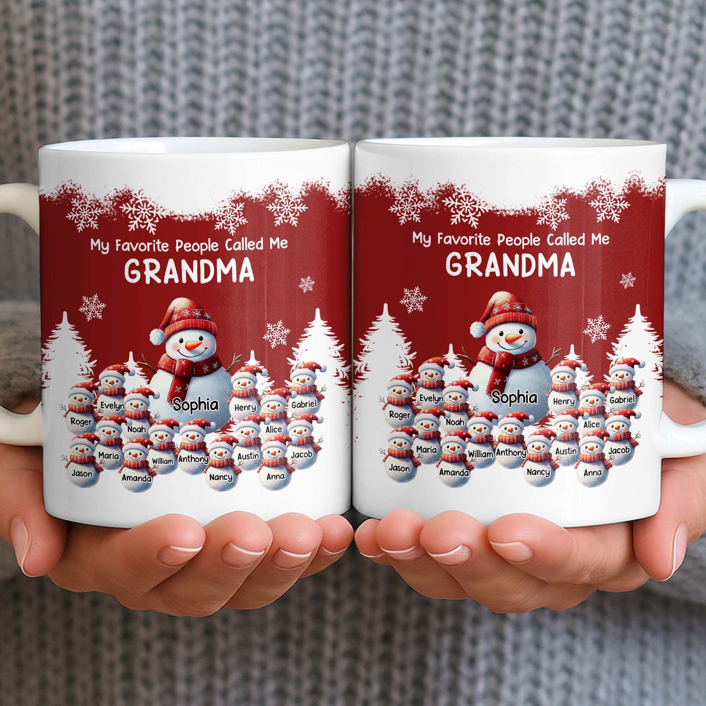 My Favorite People Called Me Grandma Christmas Mug - Personalized Custom Coffee Mug - GRM096_MG