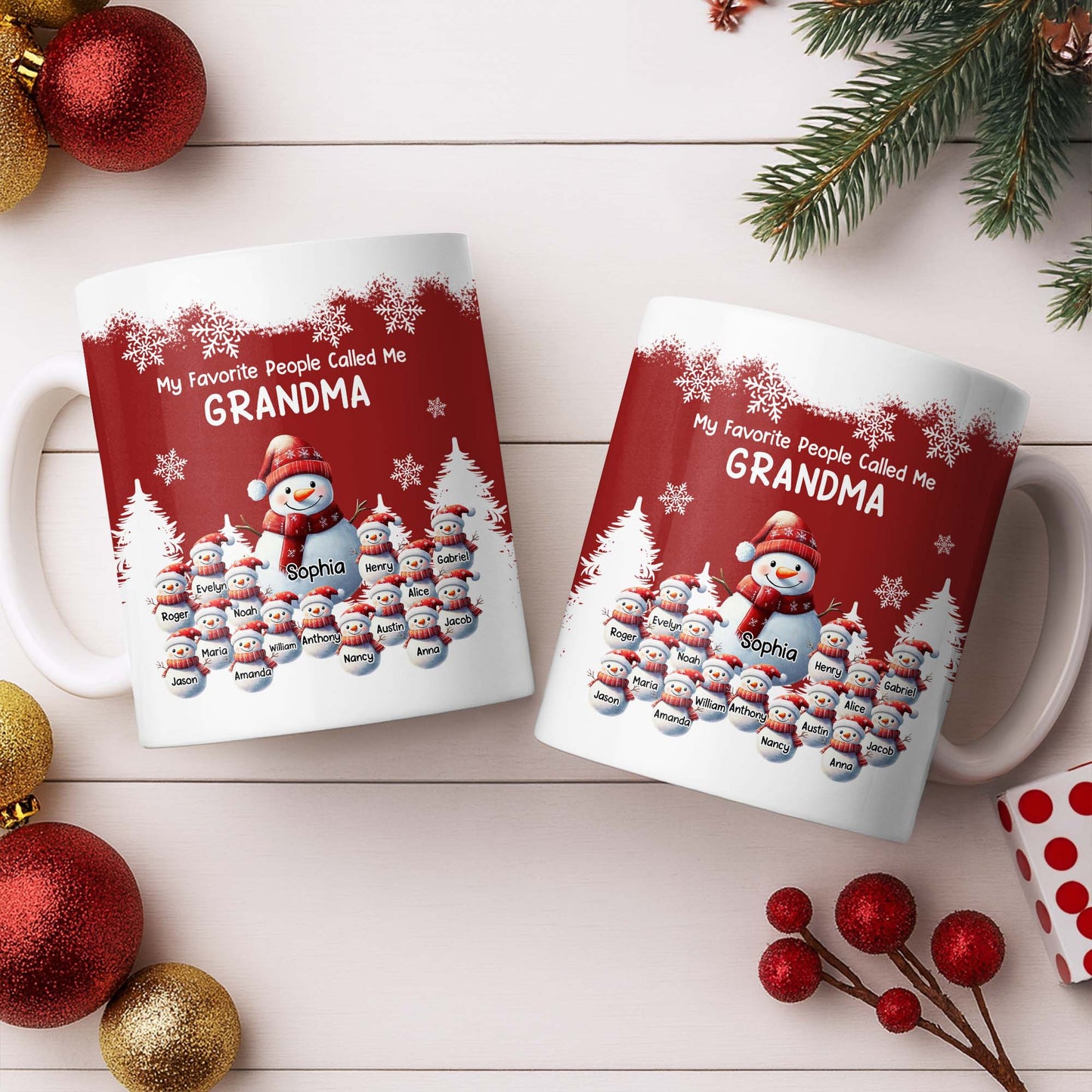 My Favorite People Called Me Grandma Christmas Mug - Personalized Custom Coffee Mug - GRM096_MG