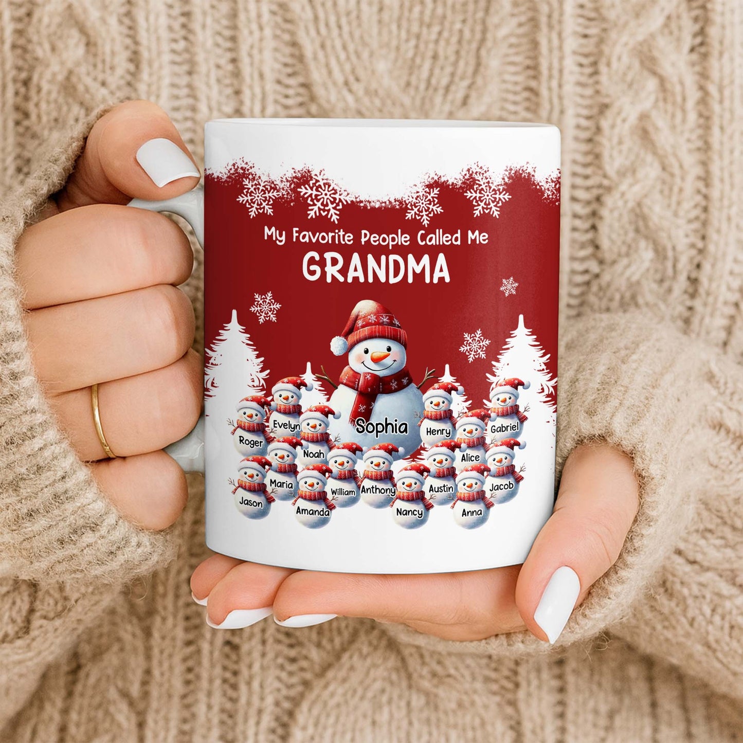 My Favorite People Called Me Grandma Christmas Mug - Personalized Custom Coffee Mug - GRM096_MG