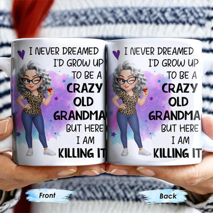 Crazy Old Grandma Killing It Cartoon - Personalized Custom Coffee Mug - GRM105_MG