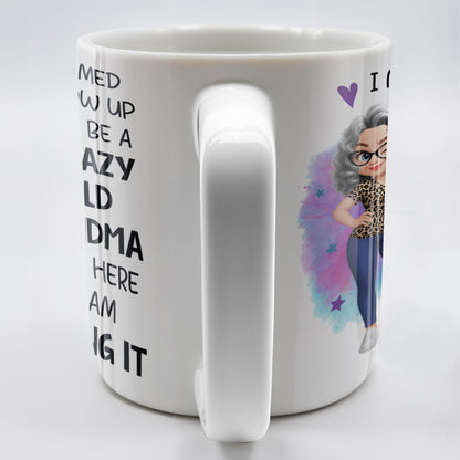 Crazy Old Grandma Killing It Cartoon - Personalized Custom Coffee Mug - GRM105_MG