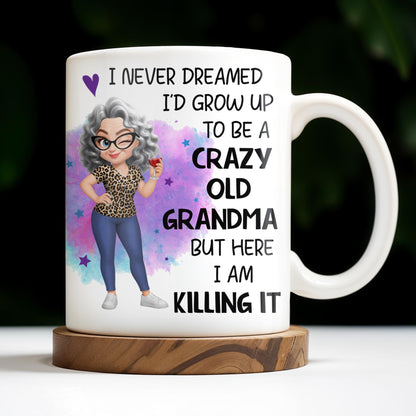 Crazy Old Grandma Killing It Cartoon - Personalized Custom Coffee Mug - GRM105_MG