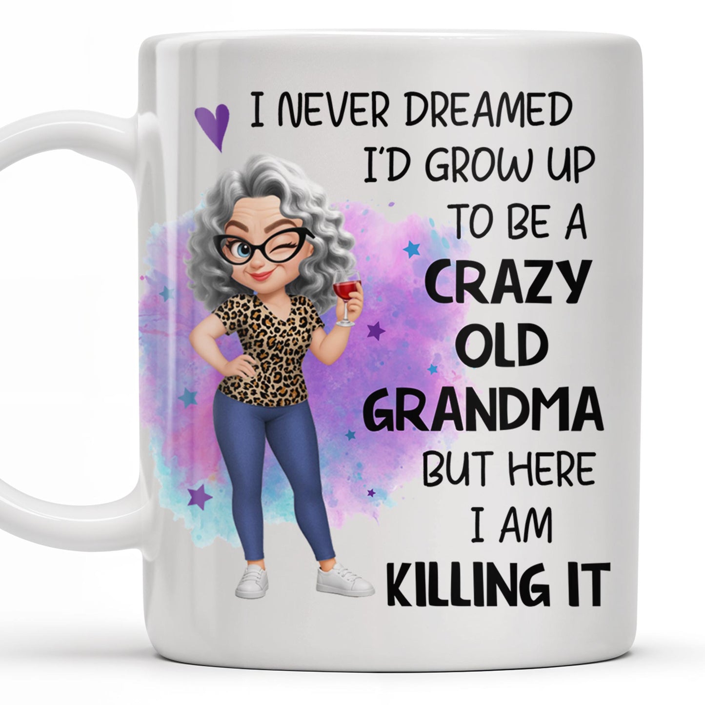 Crazy Old Grandma Killing It Cartoon - Personalized Custom Coffee Mug - GRM105_MG