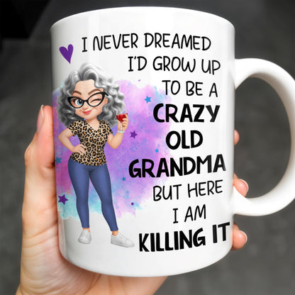 Crazy Old Grandma Killing It Cartoon - Personalized Custom Coffee Mug - GRM105_MG