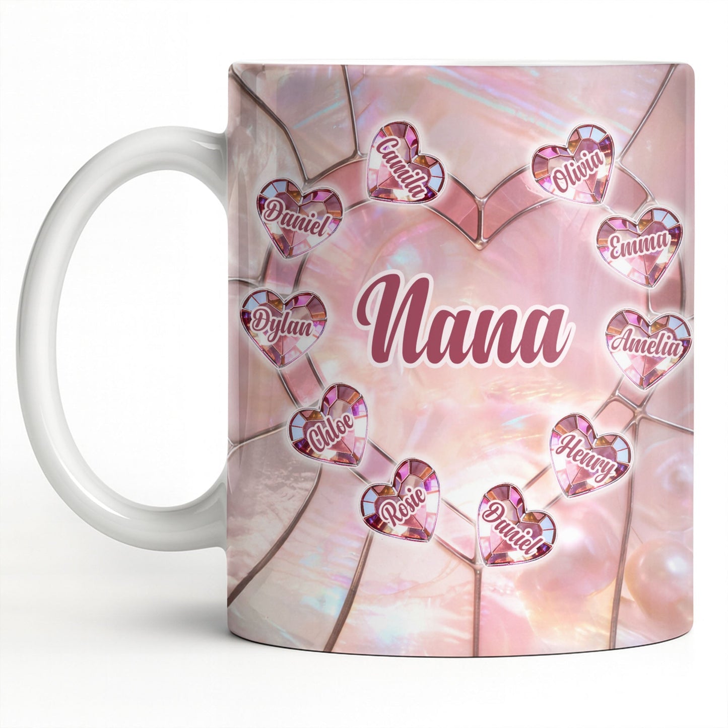 Nana, Heart Stained Glass - Personalized Custom Coffee Mug - GRM112_MG