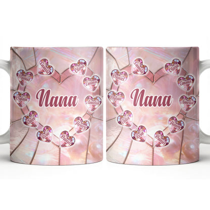 Nana, Heart Stained Glass - Personalized Custom Coffee Mug - GRM112_MG