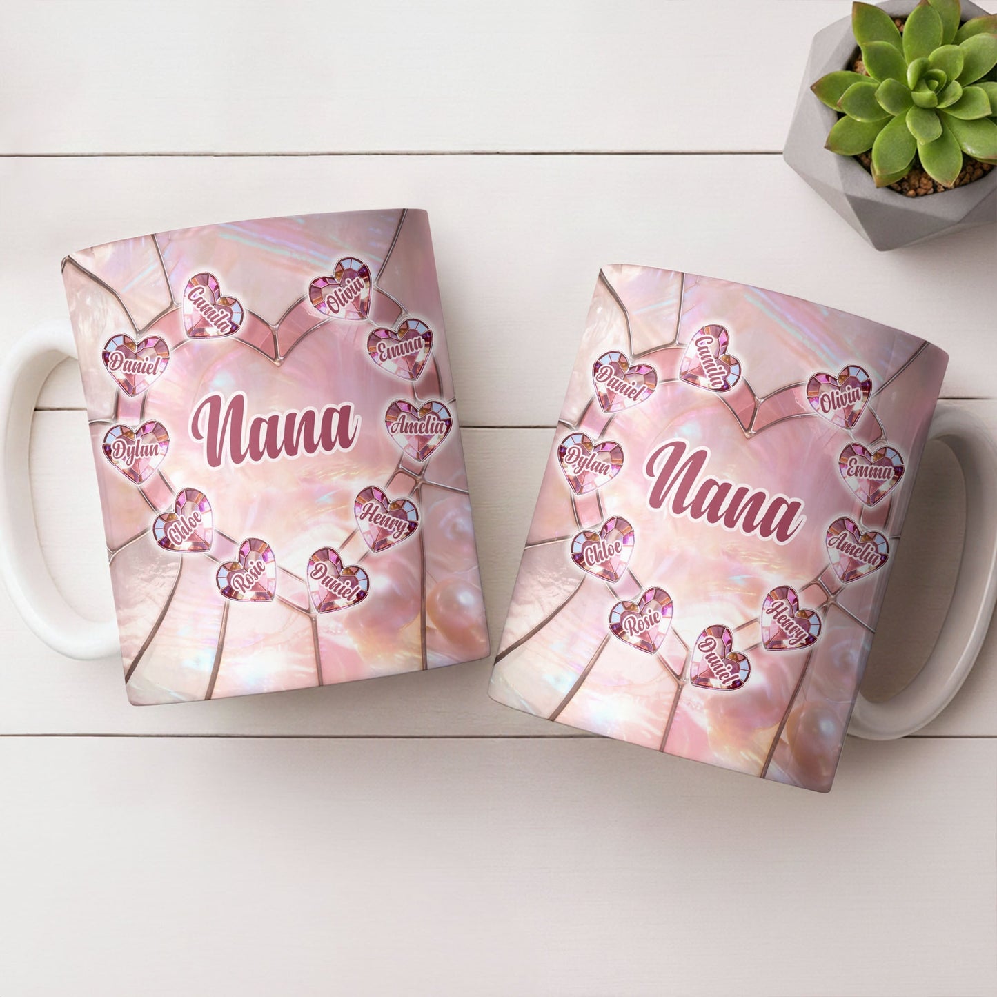 Nana, Heart Stained Glass - Personalized Custom Coffee Mug - GRM112_MG