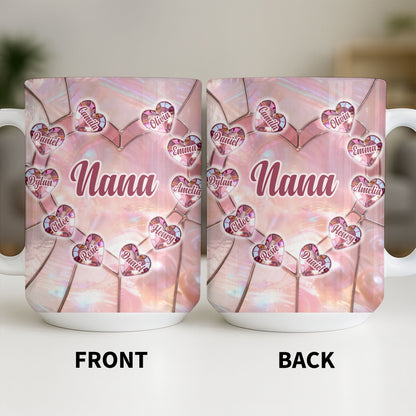 Nana, Heart Stained Glass - Personalized Custom Coffee Mug - GRM112_MG