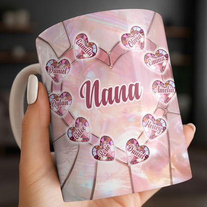 Nana, Heart Stained Glass - Personalized Custom Coffee Mug - GRM112_MG
