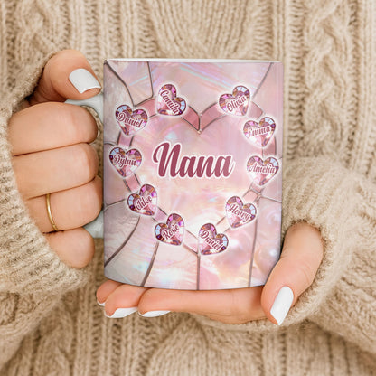 Nana, Heart Stained Glass - Personalized Custom Coffee Mug - GRM112_MG