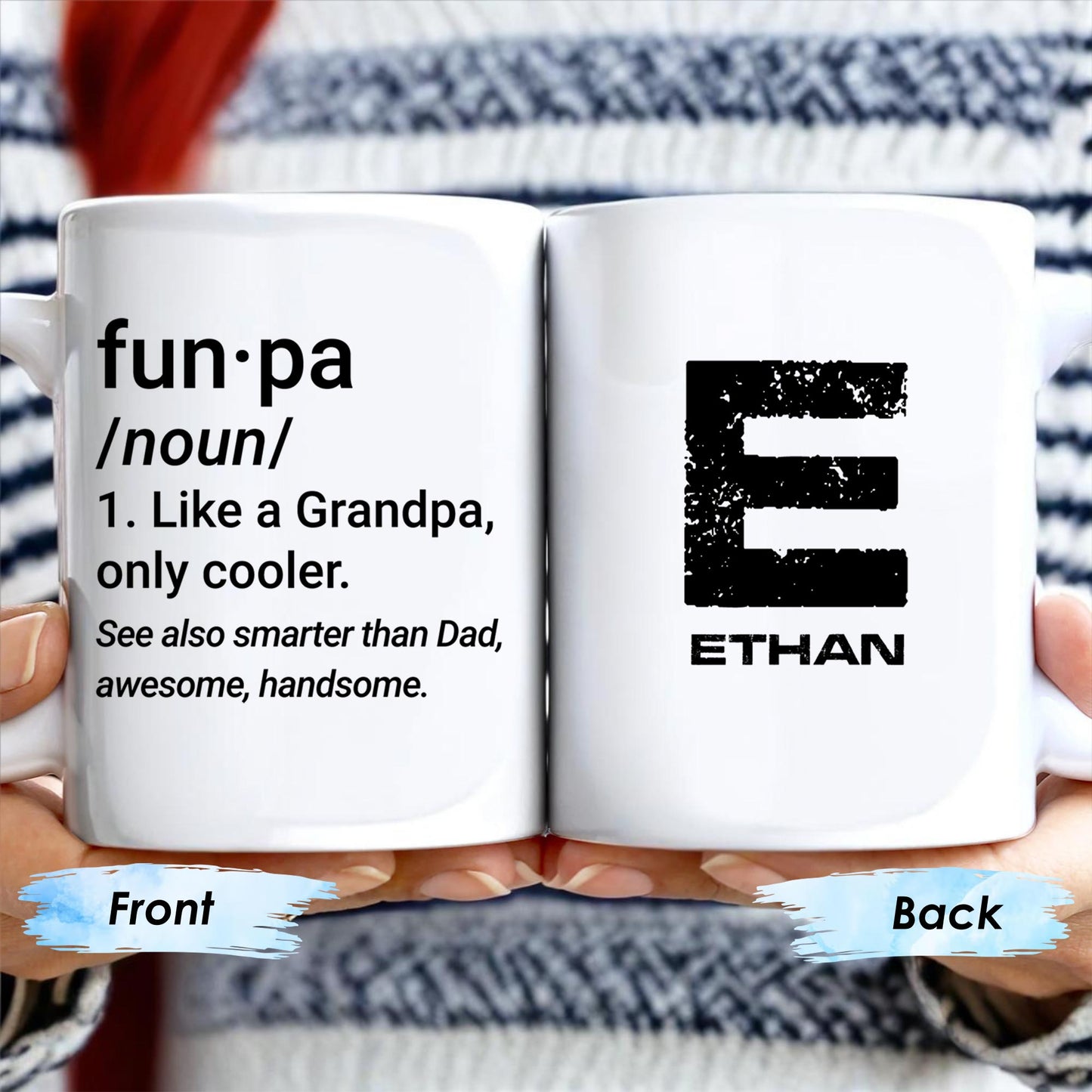 Fun-Pa Like Grandpa But Cooler Text Mug - Personalized Custom Coffee Mug - GRP013_MG