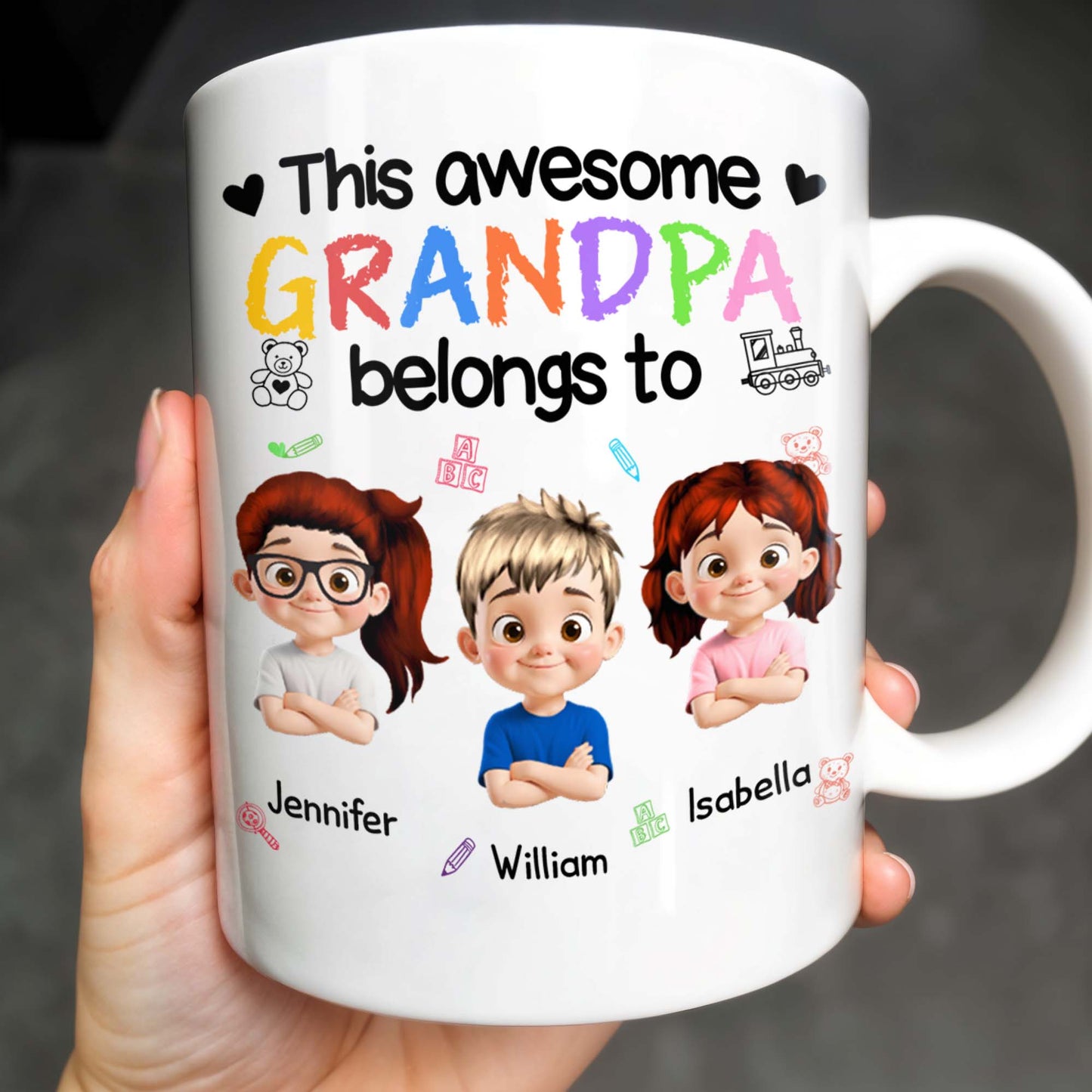This Awesome Grandpa Belongs To, Cartoon Children and Toys - Personalized Custom Coffee Mug - GRP016_MG