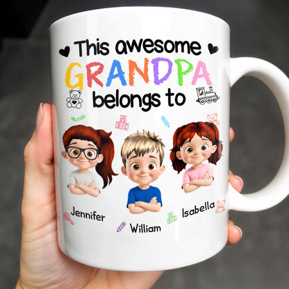 This Awesome Grandpa Belongs To, Cartoon Children and Toys - Personalized Custom Coffee Mug - GRP016_MG