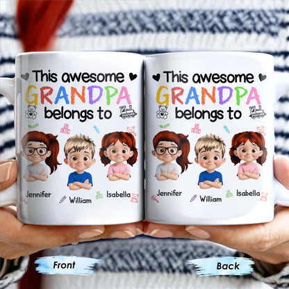 This Awesome Grandpa Belongs To, Cartoon Children and Toys - Personalized Custom Coffee Mug - GRP016_MG