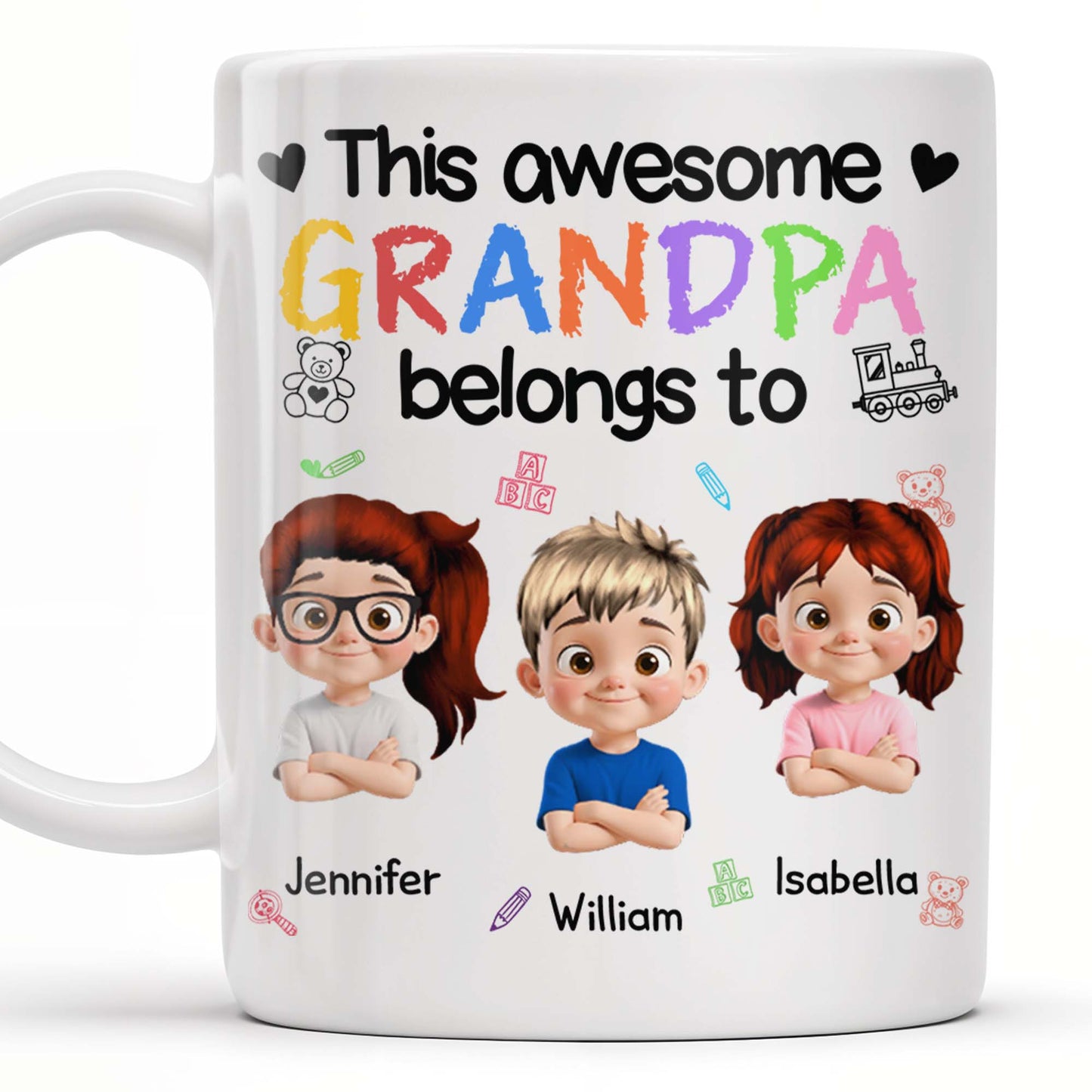 This Awesome Grandpa Belongs To, Cartoon Children and Toys - Personalized Custom Coffee Mug - GRP016_MG