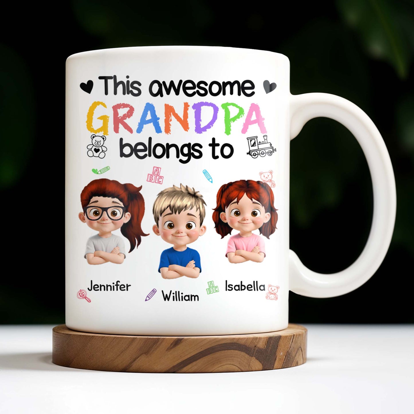 This Awesome Grandpa Belongs To, Cartoon Children and Toys - Personalized Custom Coffee Mug - GRP016_MG