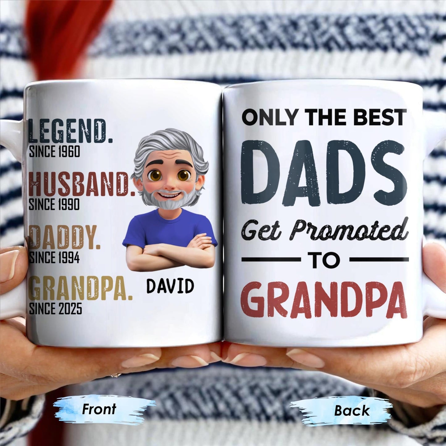 Only The Best Dads Get Promoted To Grandpa - Personalized Custom Coffee Mug - GRP031_MG