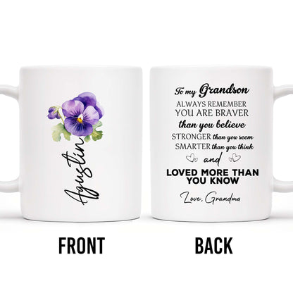 Braver, Stronger, Smarter Inspirational Quote With Pansy Flower - Personalized Custom Coffee Mug - GSN008_MG