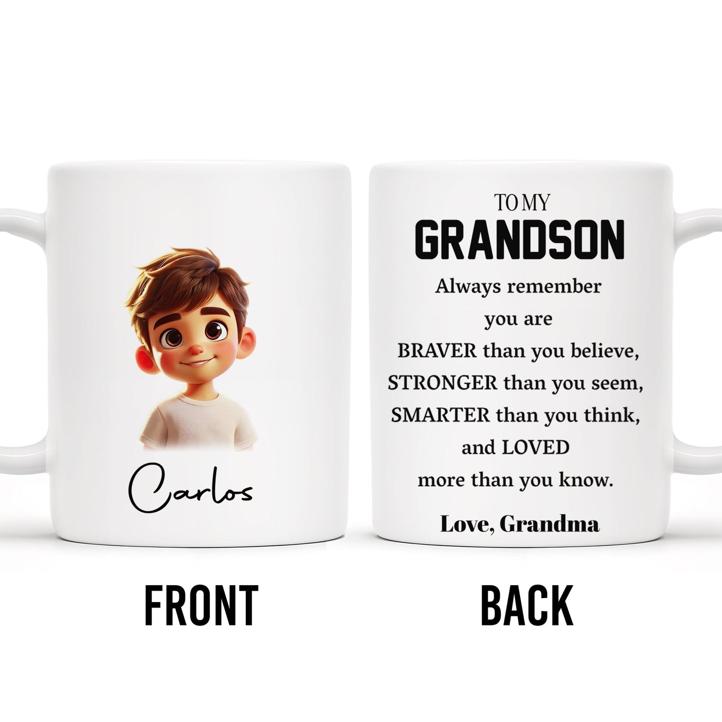 Braver, Stronger, Smarter and Loved Grandson Mug - Personalized Custom Coffee Mug - GSN022_MG