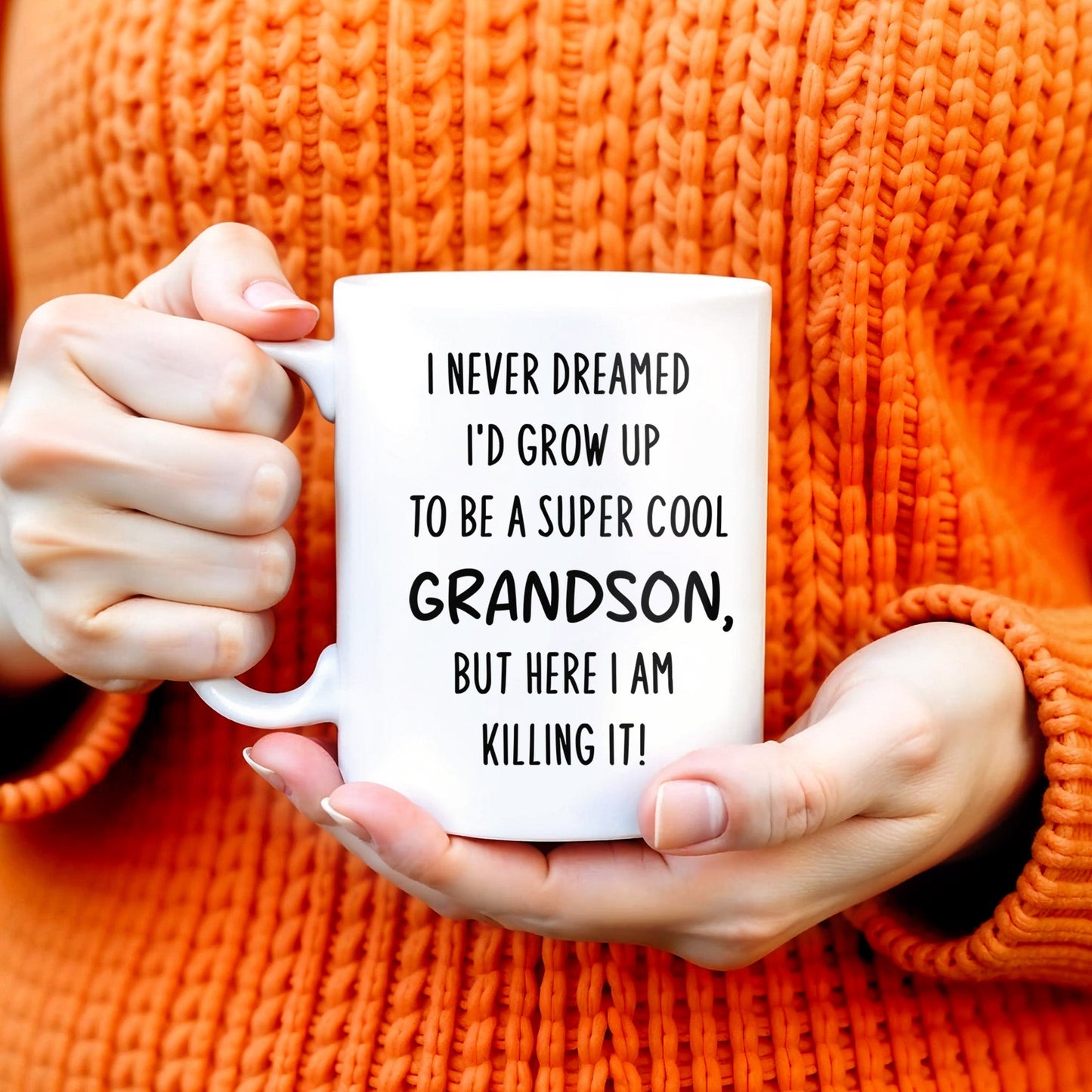 Super Cool Grandson Mug With Inspirational Quote - Personalized Custom Coffee Mug - GSN028_MG