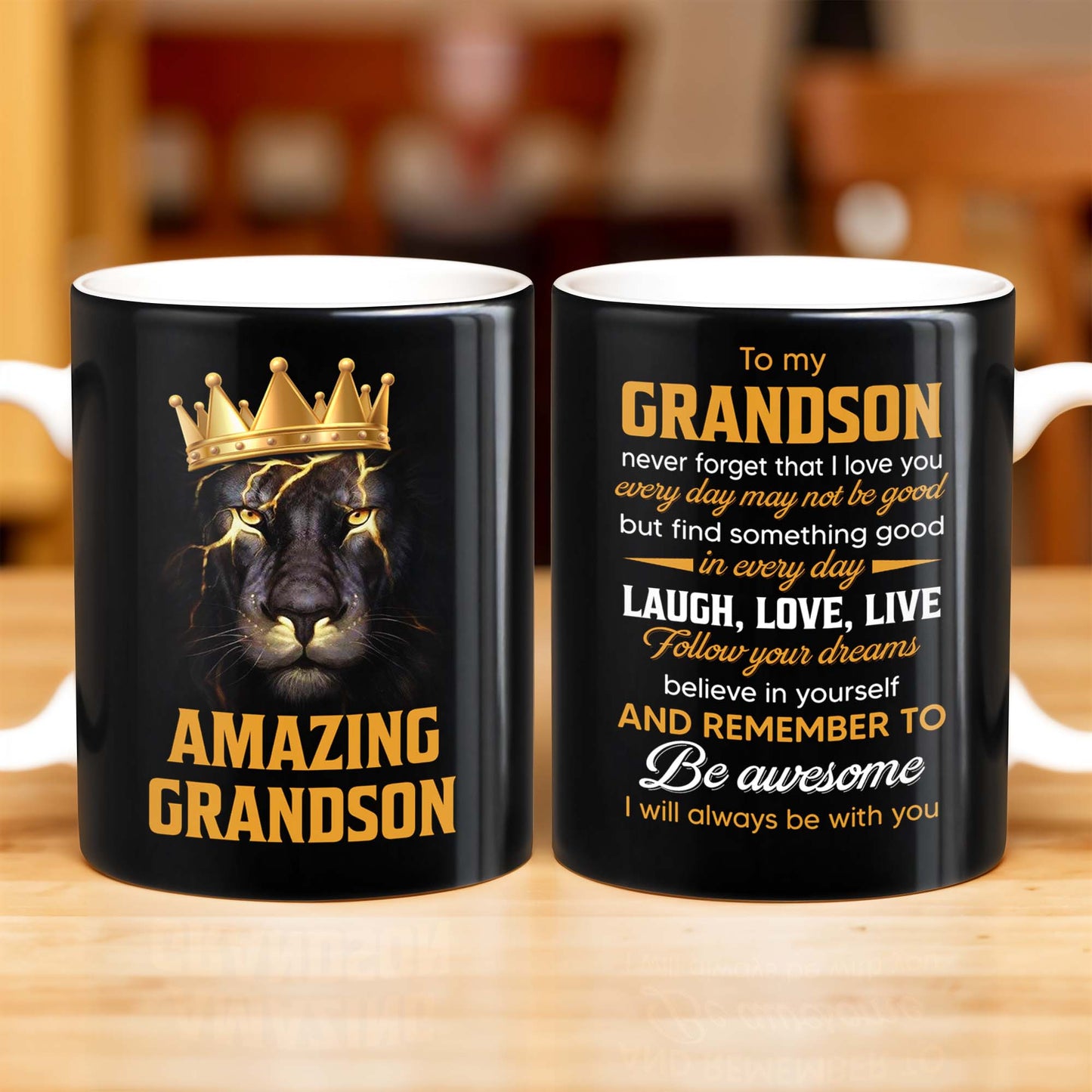 To My Grandson Never Forget That I Love You, Be Awesome, Text - Personalized Custom Coffee Mug - GSN055_MG