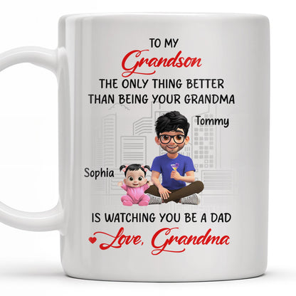 To My Grandson, The Only Thing Better Than Being Your Grandma, Family and Cityscape - Personalized Custom Coffee Mug - GSN057_MG