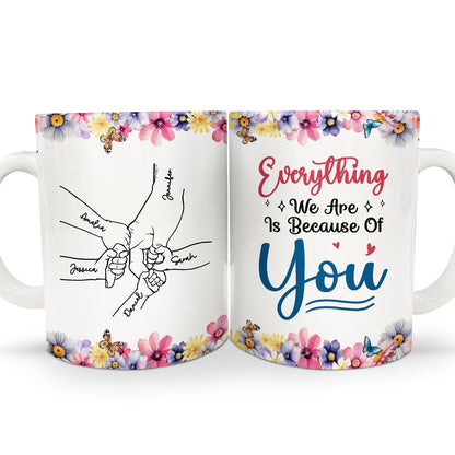 Mom Grandma Everything We Are - Gift For Mother, Grandmother - Personalized White Edge-to-Edge Mug