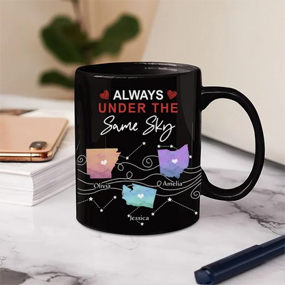 Never Too Far To Have Coffee Together State - Personalized Mug