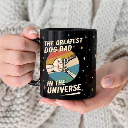 The Greatest Dog Dad In The Universe - Personalized Black Mug