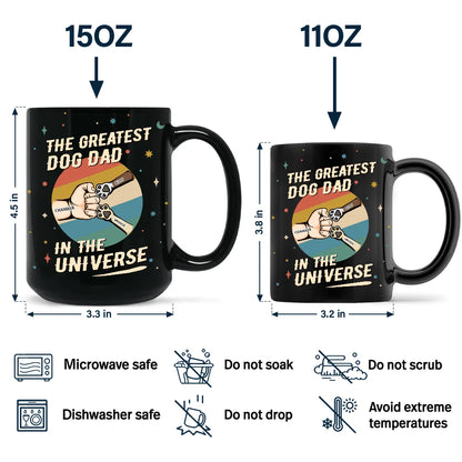 The Greatest Dog Dad In The Universe - Personalized Black Mug