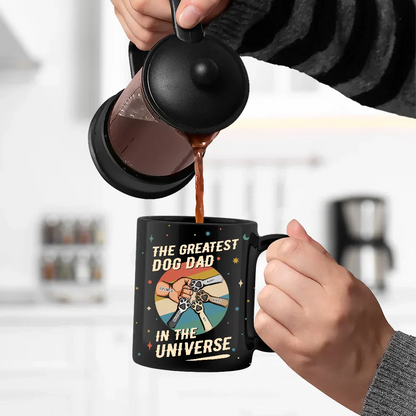 The Greatest Dog Dad In The Universe - Personalized Black Mug
