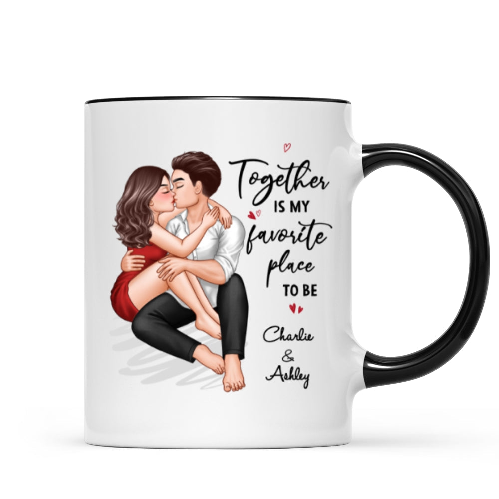 Couple Embrace & Kiss Gift For Him For Her Personalized Mug